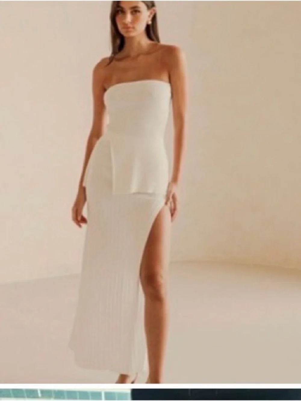 SABO Saria Skirt and Top Set Cream Column Maxi Bachelorette Bride - Picture 1 of 5